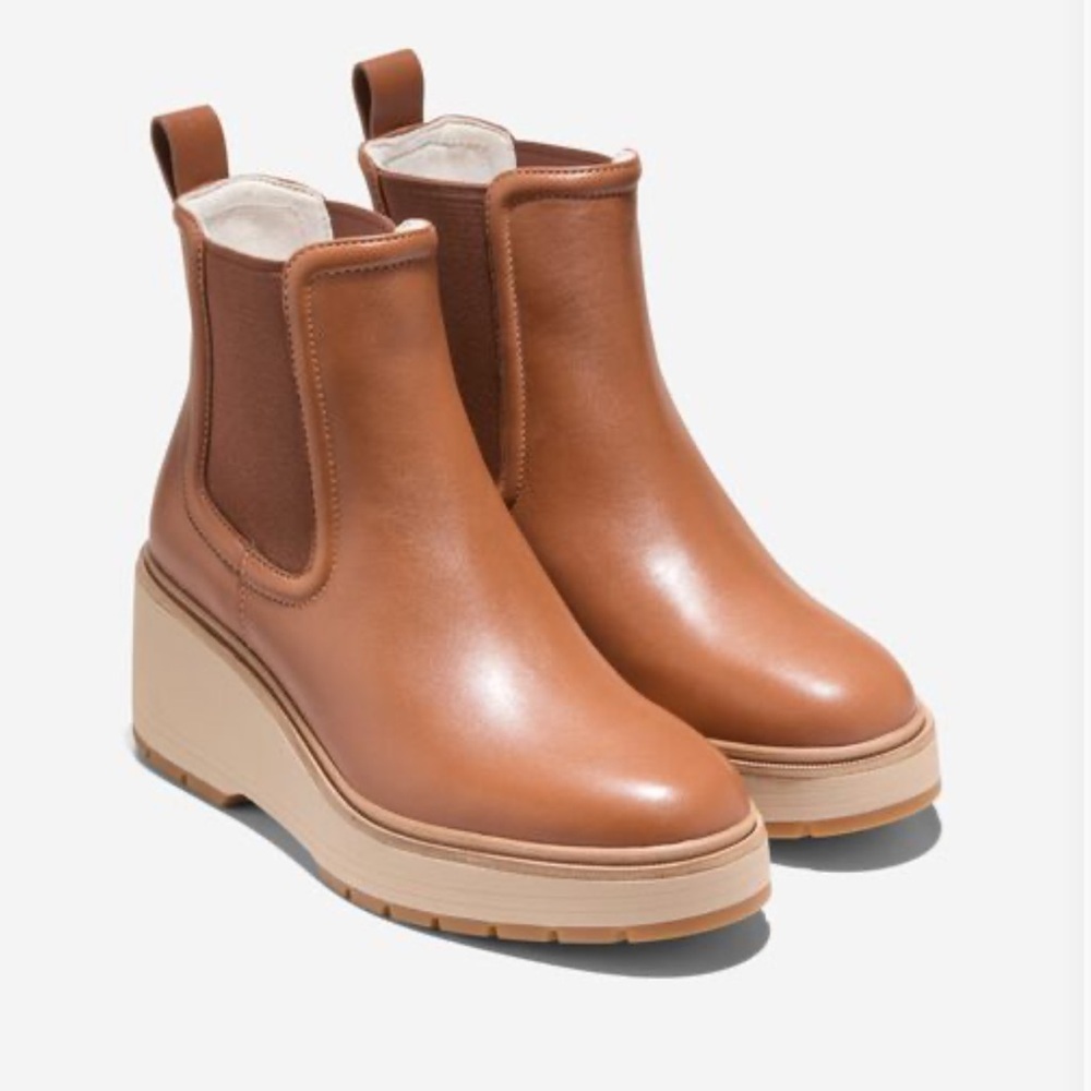 Cole Haan Women's Tan Chelsea Platform Ankle Boots
